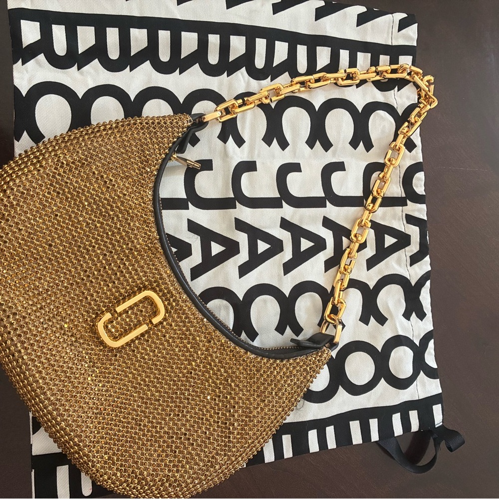 Marc Jacobs Gold Glitter Shoulder Bag with Chain